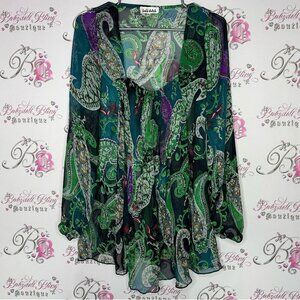 Lady Dutch high society top long sleeve mesh paisley boho bubble cuff sleeve